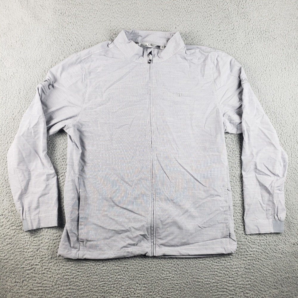 Travis Mathew Jacket‎ Mens XL Gray Full Zip Performance Windbreaker Logos
